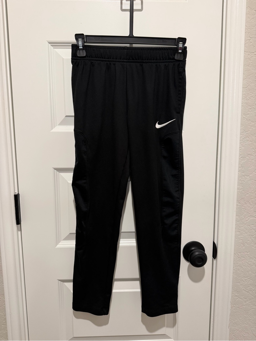 Nike Dri-Fit Kids Black Jogger Pants with White Swoosh